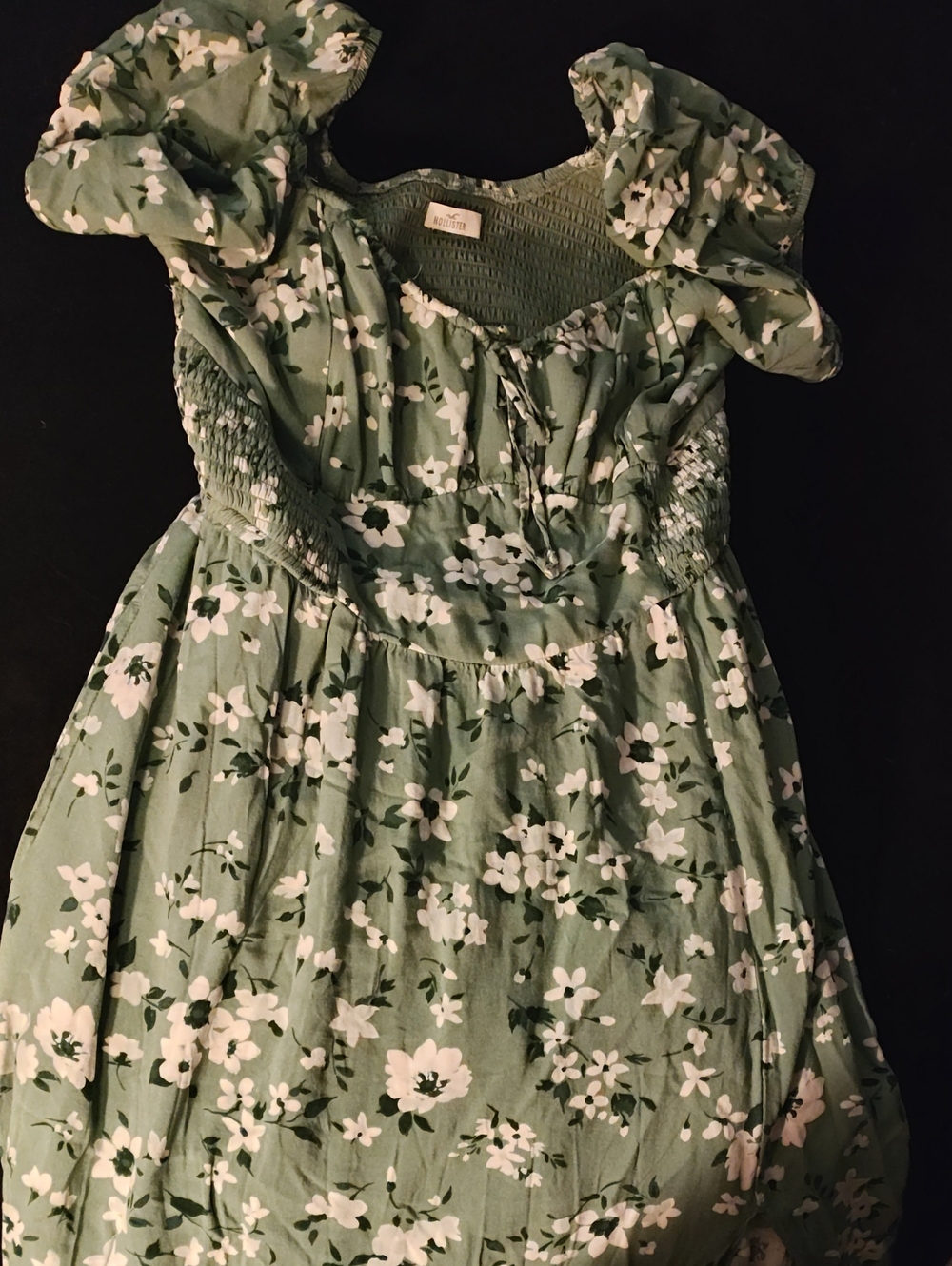 Hollister Green Floral Smocked Sundress